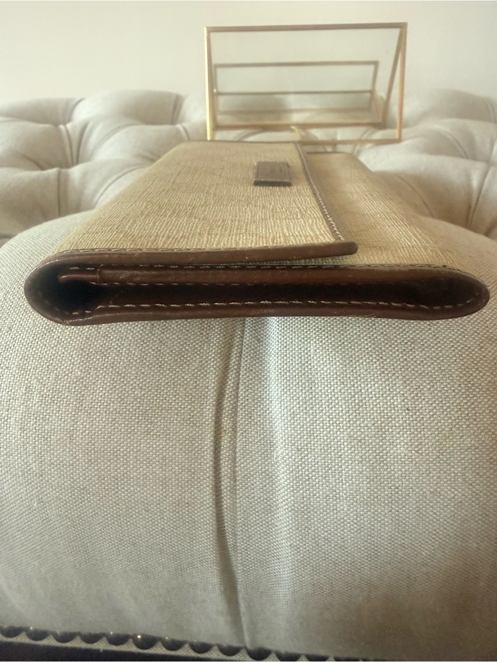 Gucci Vintage Rare Ivory GG Supreme Canvas Continental Wallet Brown Logo Plaque - Picture 6 of 10